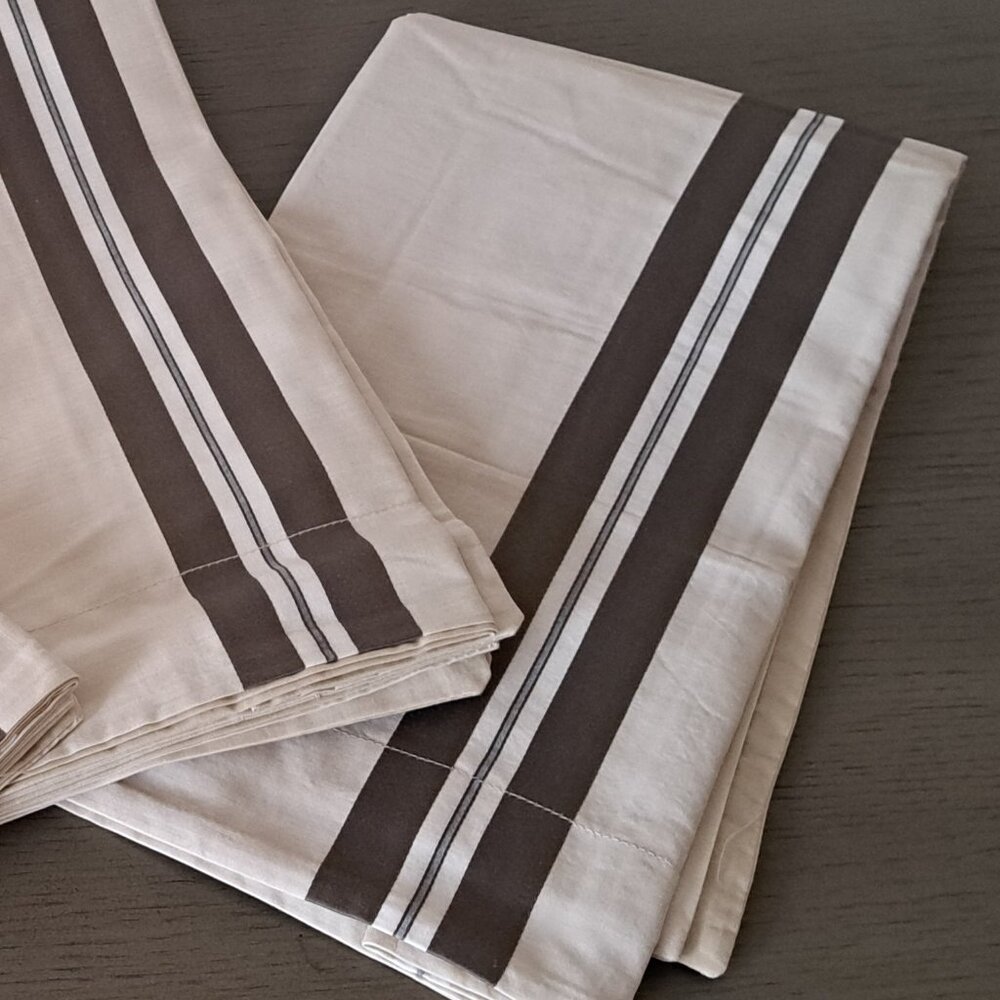 Le Telerie Toscane Italian Luxury Cream Cotton Pillow Shams Covers Queen 2 pc